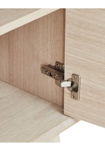 Porto Stor skjenk, m. 3 drer, 3 hyller, 2 skuffer, 1 rom - hvitoljet eikefiner og tre (212x42)