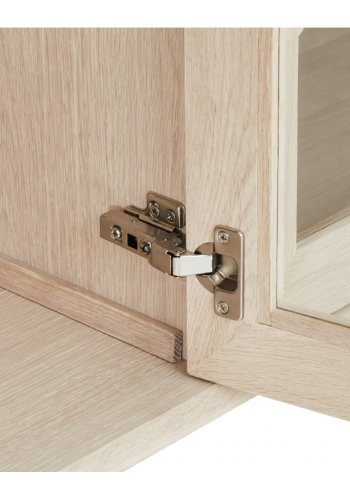 Porto Stort overskap, m. LED-lys, 4 glassdrer, 4 glasshyller - hvitoljet eikefiner og eik