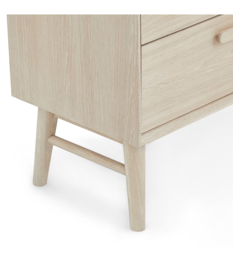 Porto bokhylle, m. 3 hyller og 2 skuffer - hvitoljet eikefiner og tre