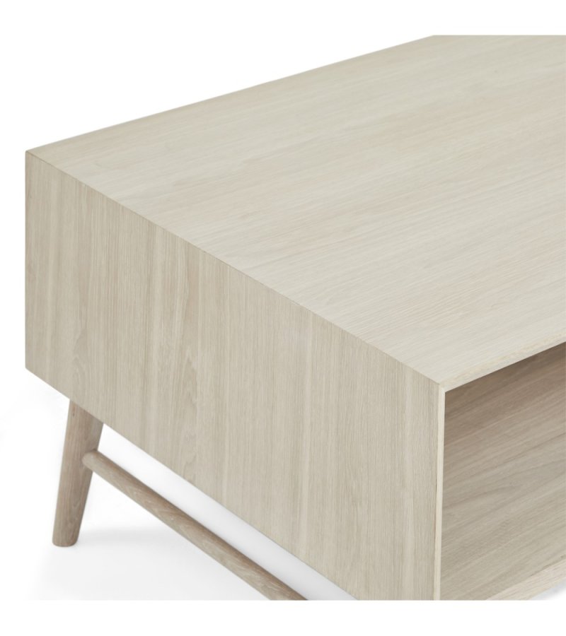 Porto salongbord, m. 2 skuffer og 1 rom - hvitoljet eikefiner og tre (75x120)