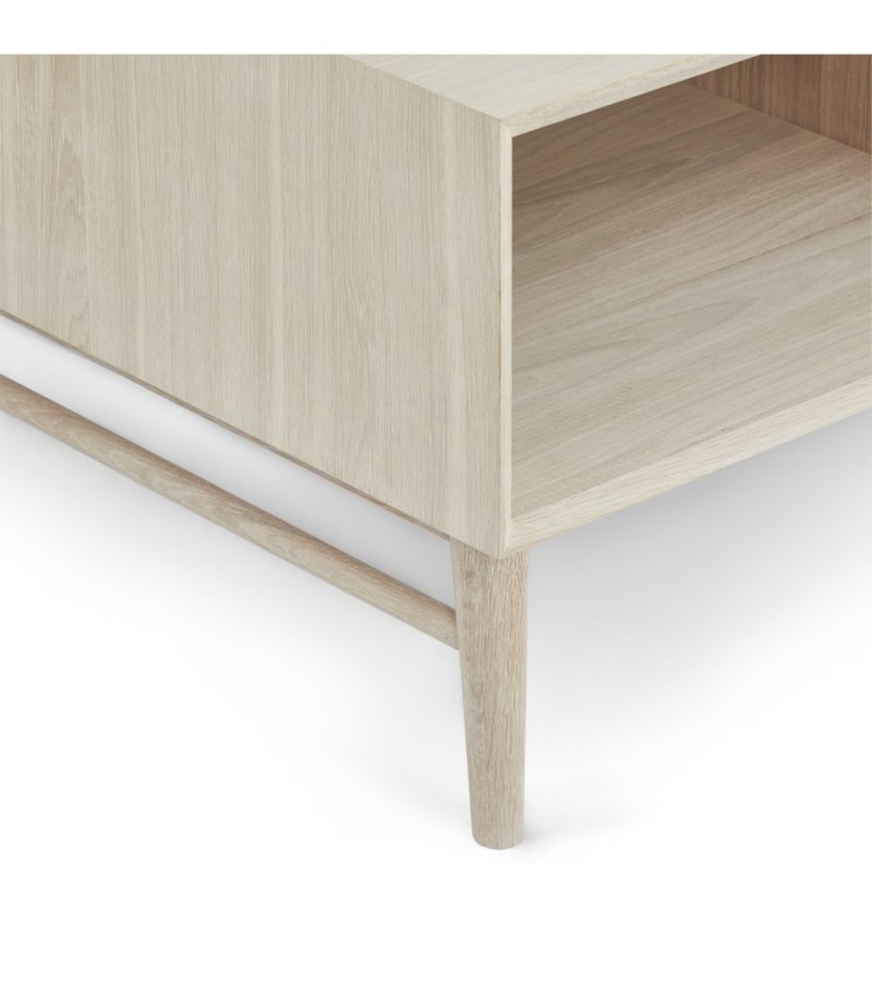 Porto salongbord, m. 2 skuffer og 1 rom - hvitoljet eikefiner og tre (75x120)