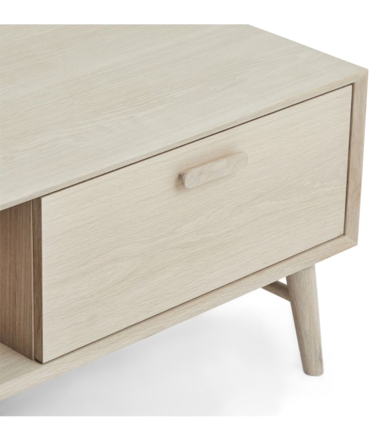 Porto salongbord, m. 2 skuffer og 1 rom - hvitoljet eikefiner og tre (75x120)