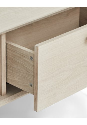 Porto salongbord, m. 2 skuffer og 1 rom - hvitoljet eikefiner og tre (75x120)