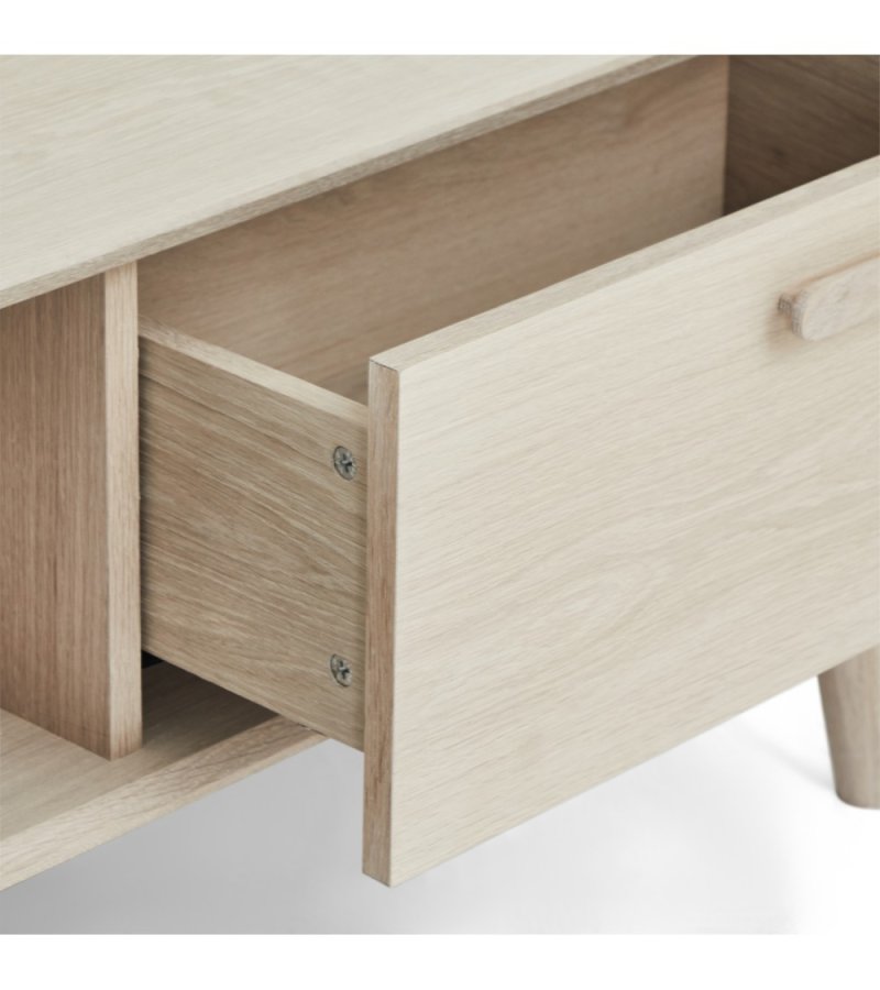 Porto salongbord, m. 2 skuffer og 1 rom - hvitoljet eikefiner og tre (75x120)