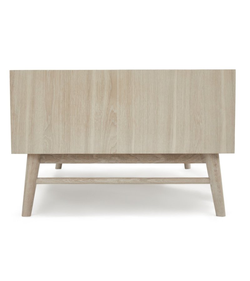 Porto salongbord, m. 2 skuffer og 1 rom - hvitoljet eikefiner og tre (75x120)