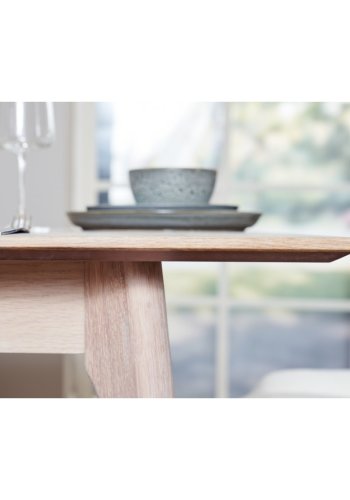 Esstisch Porto, mit 2 Einlegeplatten - weiß geöltes Eichenfurnier und Holz (105x220(320))