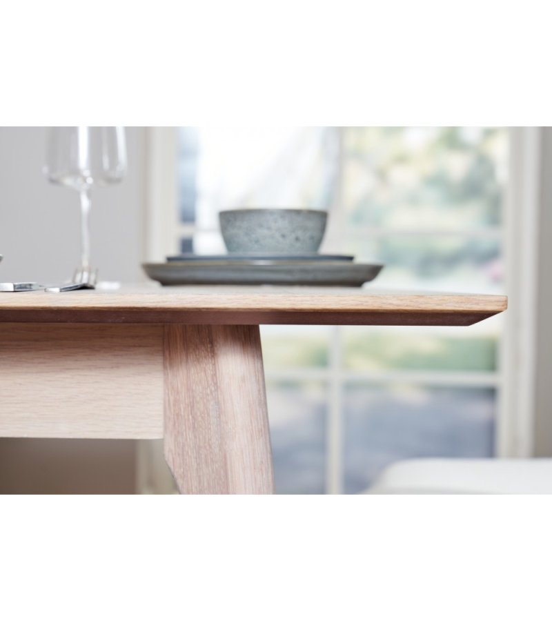 Esstisch Porto, mit 2 Einlegeplatten - weiß geöltes Eichenfurnier und Holz (105x220(320))