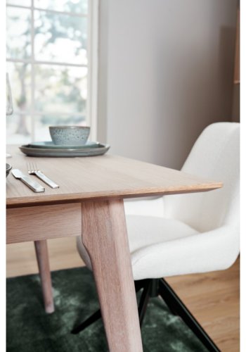 Esstisch Porto, mit 2 Einlegeplatten - weiß geöltes Eichenfurnier und Holz (105x220(320))