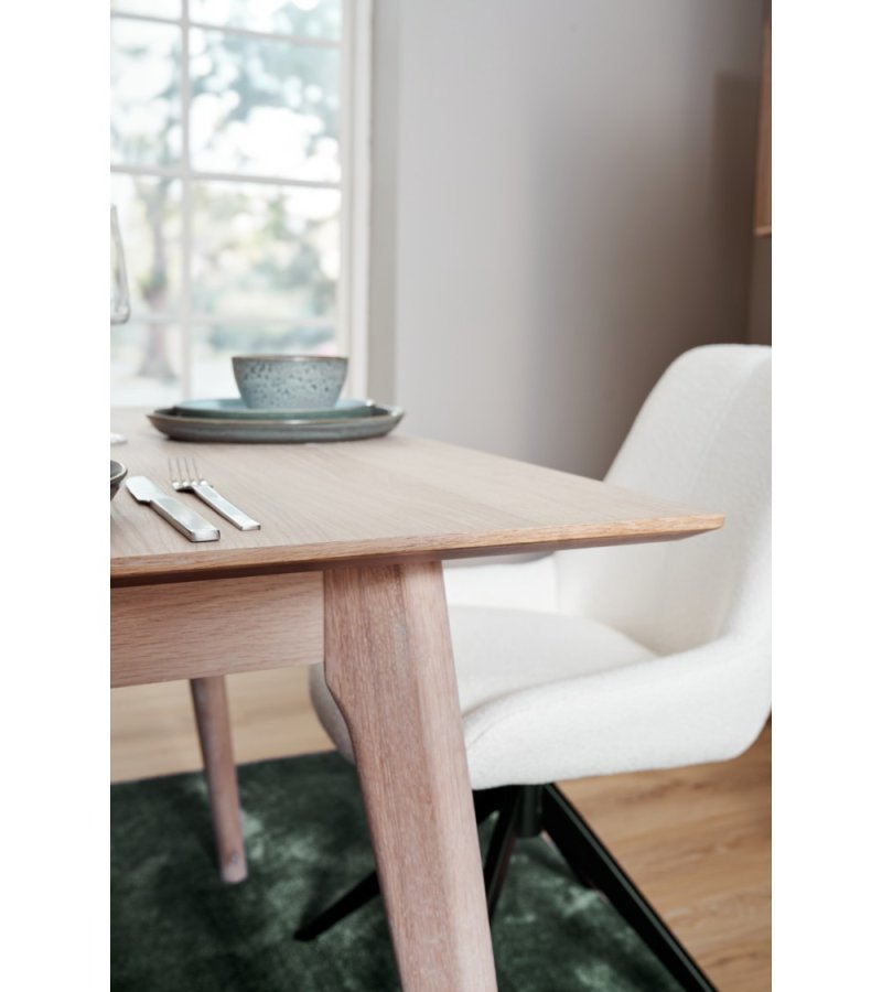 Esstisch Porto, mit 2 Einlegeplatten - weiß geöltes Eichenfurnier und Holz (105x220(320))