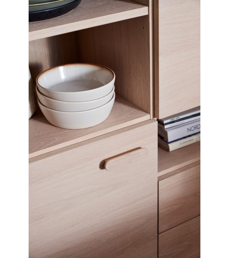 Porto hj sknk, m. 2 lger, 3 hylder og 2 skuffer - hvidolieret egetrsfinér og tr (100x40)