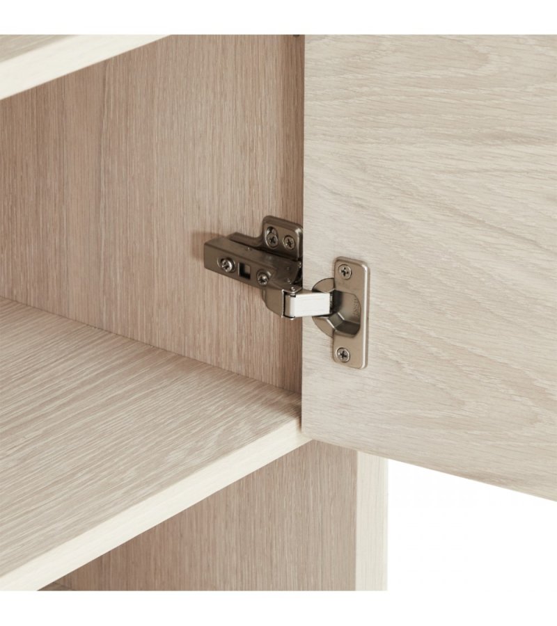 Porto hj sknk, m. 2 lger, 3 hylder og 2 skuffer - hvidolieret egetrsfinér og tr (100x40)