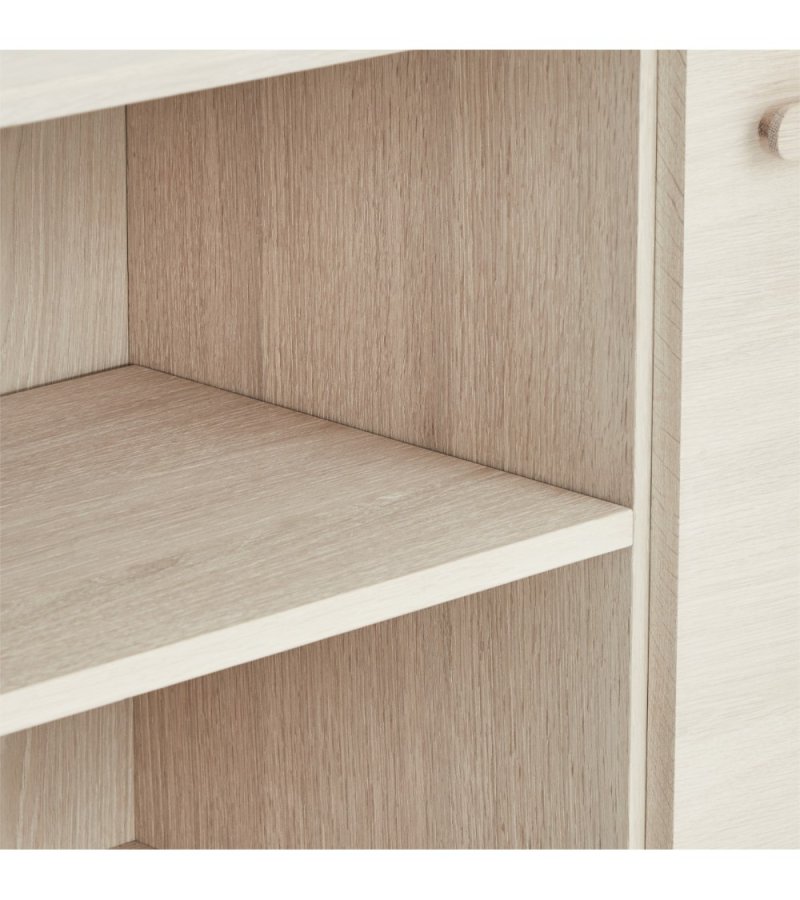 Porto hj sknk, m. 2 lger, 3 hylder og 2 skuffer - hvidolieret egetrsfinér og tr (100x40)
