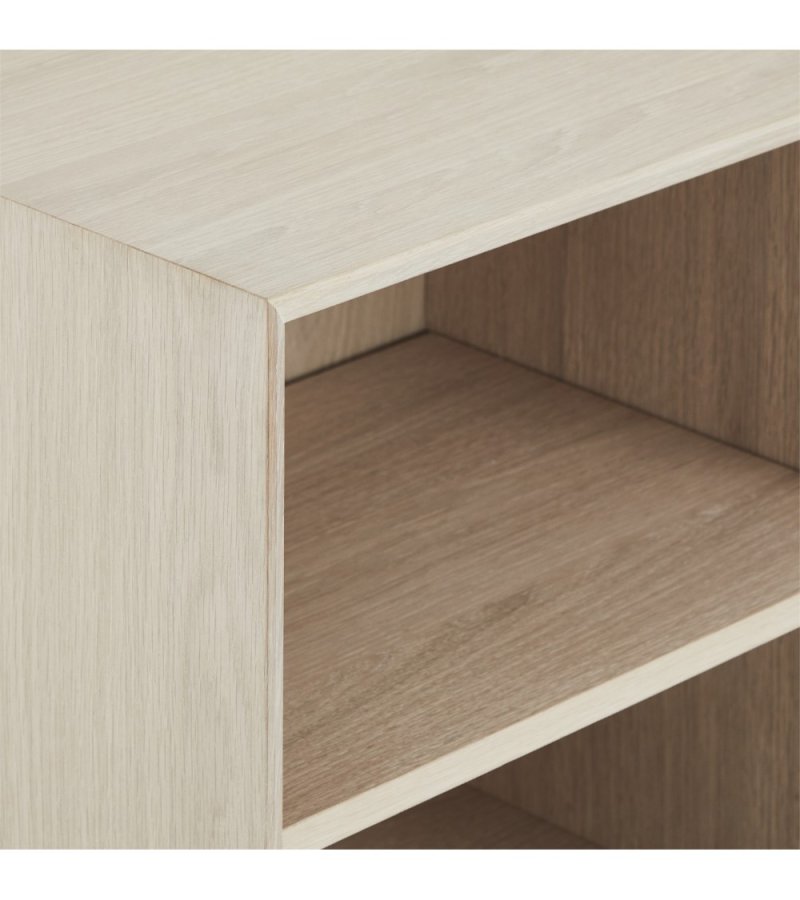Porto hj sknk, m. 2 lger, 3 hylder og 2 skuffer - hvidolieret egetrsfinér og tr (100x40)