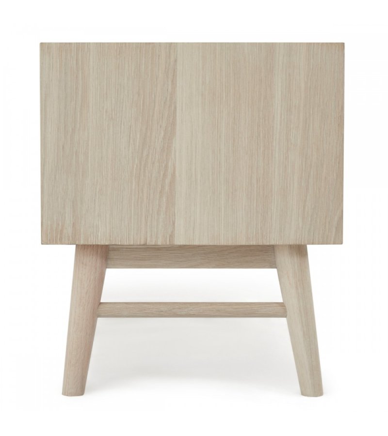 Porto TV-bord, m. 2 drer, 1 skuff, 2 hyller, 1 rom - hvitoljet eikefiner og tre (160x42)