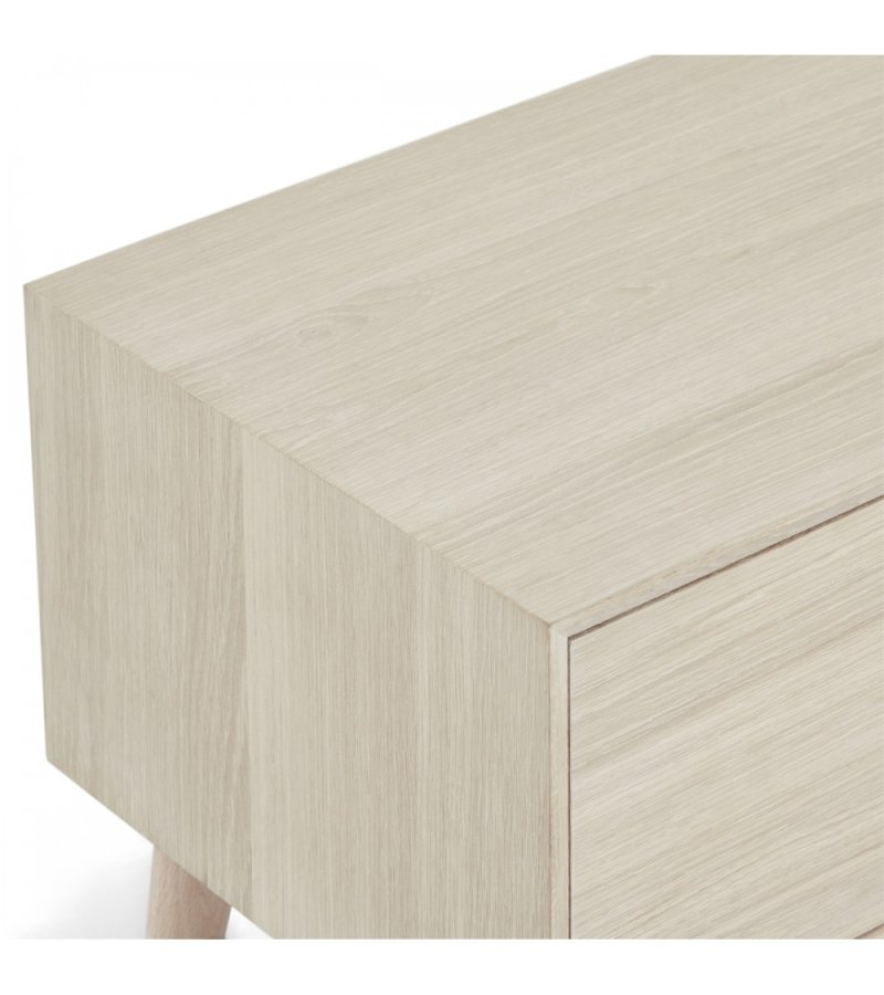 Porto TV-bord, m. 2 drer, 1 skuff, 2 hyller, 1 rom - hvitoljet eikefiner og tre (160x42)