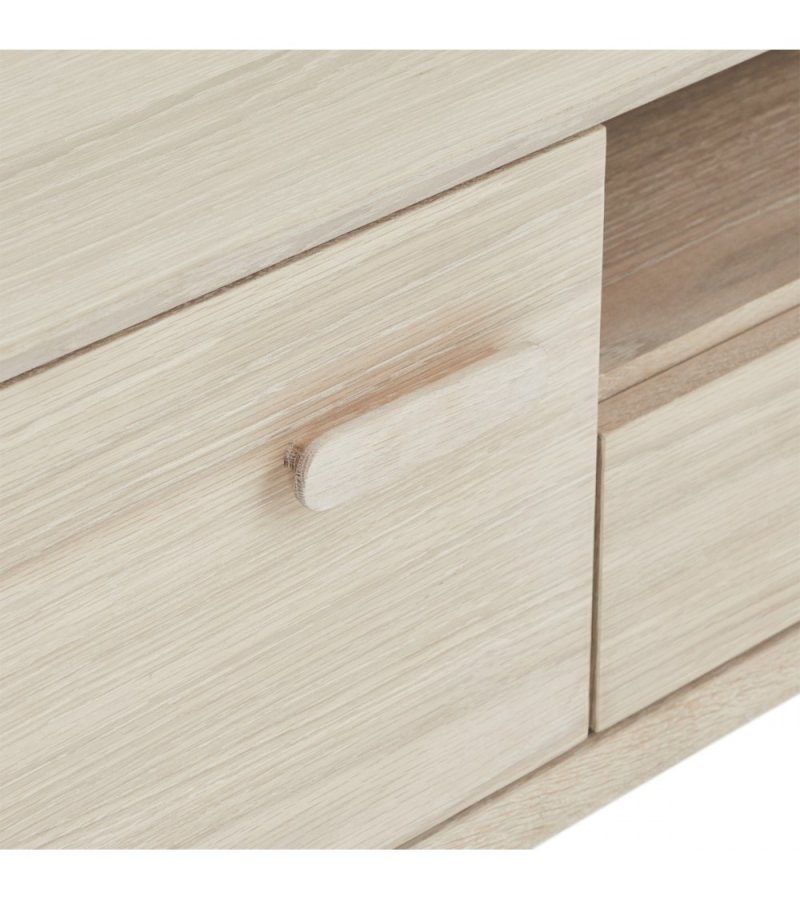 Porto TV-bord, m. 2 drer, 1 skuff, 2 hyller, 1 rom - hvitoljet eikefiner og tre (160x42)