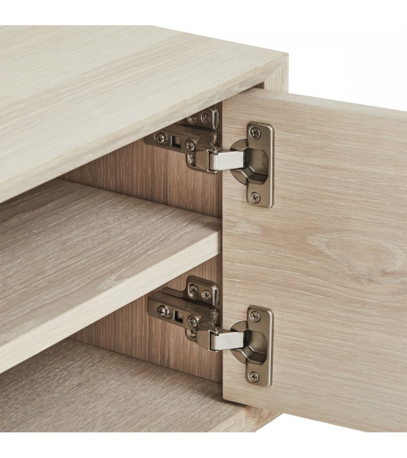 Porto TV-bord, m. 2 drer, 1 skuff, 2 hyller, 1 rom - hvitoljet eikefiner og tre (160x42)