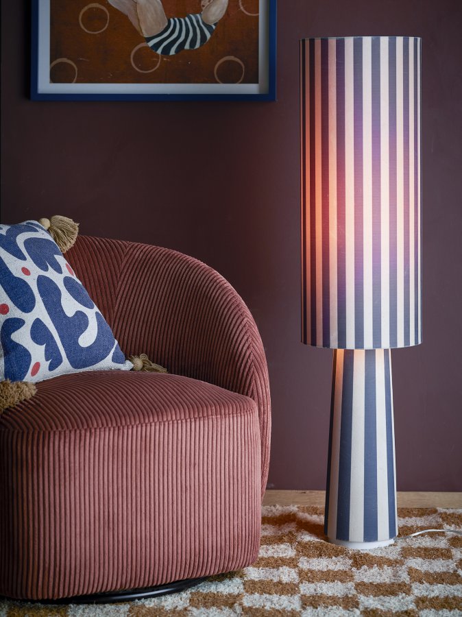 BLOOMINGVILLE Emmie Stehlampe, Blau, Polyester (D28xH120 cm)