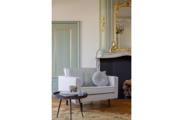 WOOOD Bounds sidebord, rundt - antikk gullkryssfiner og metall (58)