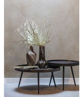 WOOOD Bounds sidebord, rundt - antikk gullkryssfiner og metall (58)