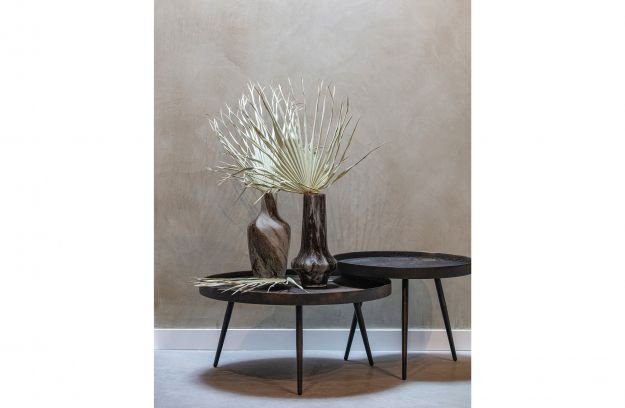 WOOOD Bounds sidebord, rundt - antikk gullkryssfiner og metall (58)