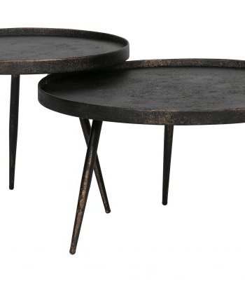 WOOOD Bounds sidebord, rundt - antikk gullkryssfiner og metall (58)