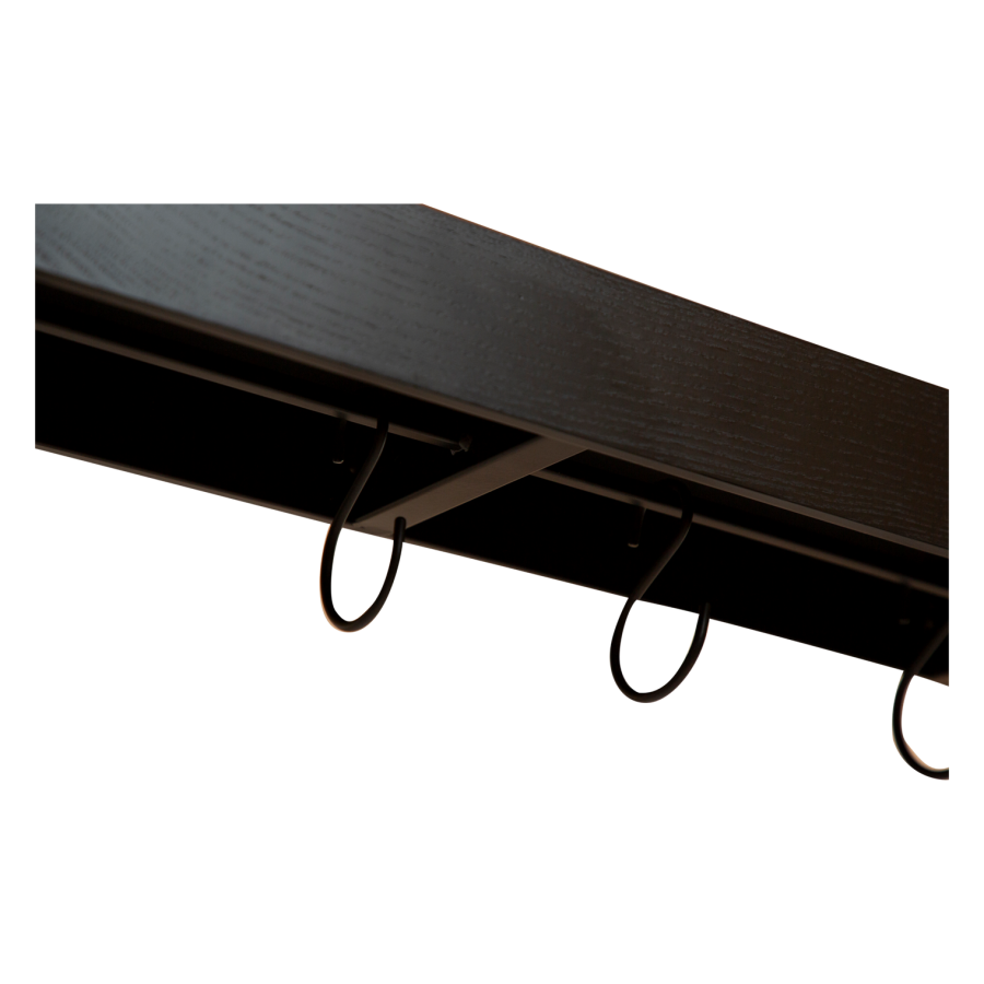 DAN-FORM PROTOPIA Hylle Sortbeiset askefiner og svart metall med svarte metallkroker