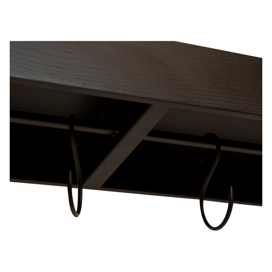 DAN-FORM PROTOPIA Hylle Sortbeiset askefiner og svart metall med svarte metallkroker