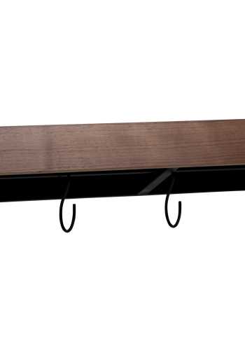 DANFORM Protopia Wandregal, groß, mit 9 Haken – braunes Walnussfurnier und schwarzes Metall