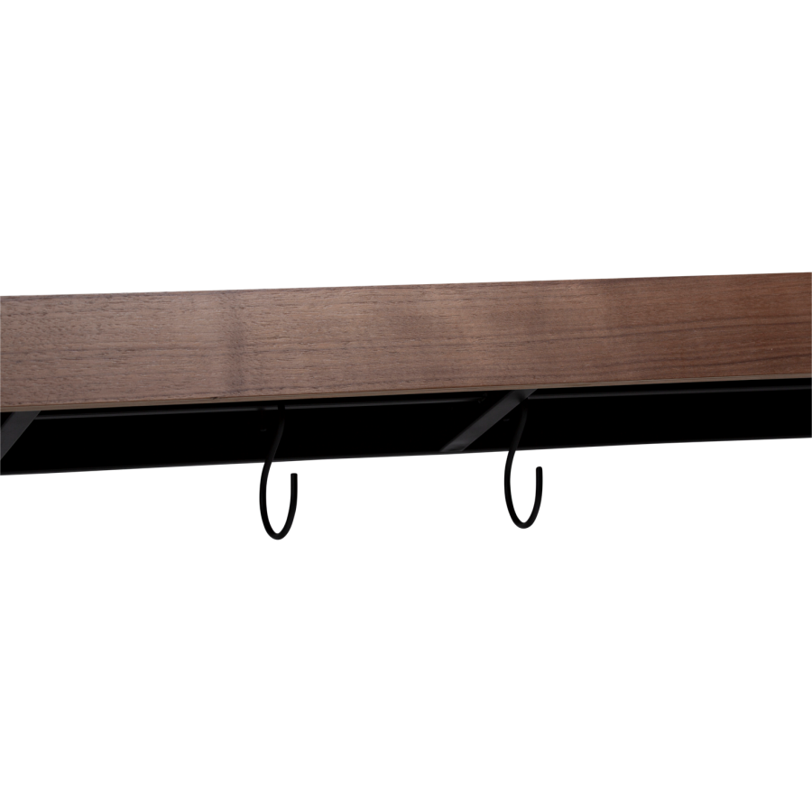 DANFORM Protopia Wandregal, groß, mit 9 Haken – braunes Walnussfurnier und schwarzes Metall