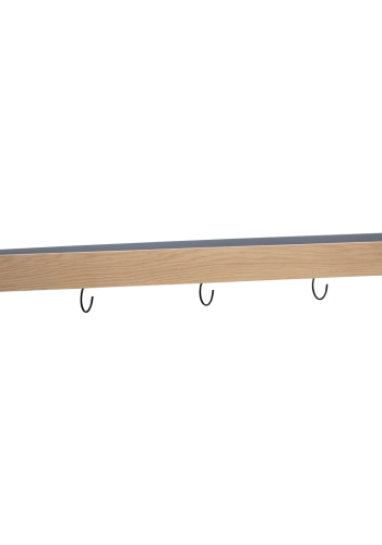 DANFORM Protopia Wandregal, groß, mit 9 Haken – weiß gekalktes Eichenfurnier und schwarzes Metall