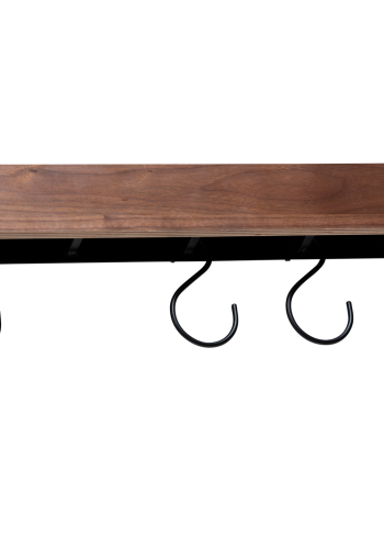 DANFORM Protopia Wandregal, klein, mit 9 Haken – braunes Walnussfurnier und schwarzes Metall