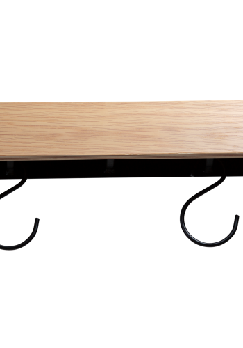 DANFORM Protopia Wandregal, klein, mit 9 Haken – weiß gekalktes Eichenfurnier und schwarzes Metall