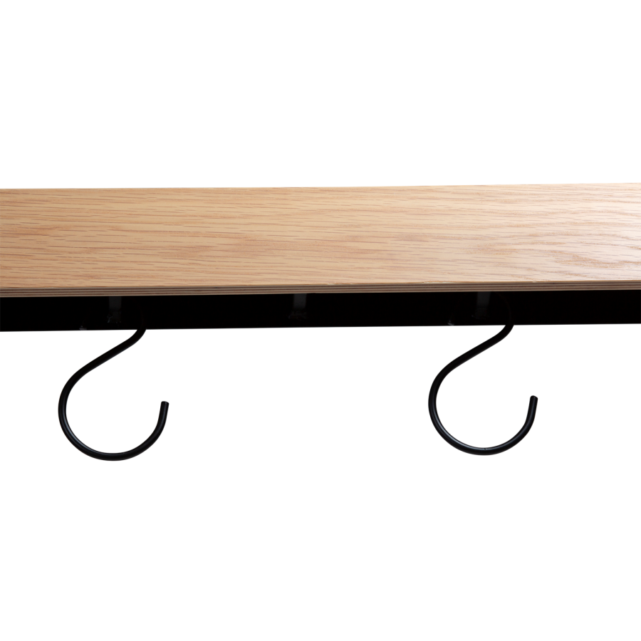 DANFORM Protopia Wandregal, klein, mit 9 Haken – weiß gekalktes Eichenfurnier und schwarzes Metall