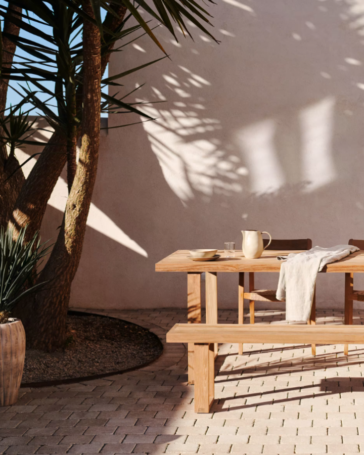 KAVE HOME Canadell hagebord, rektangulrt - naturlig resirkulert teak (220x100)