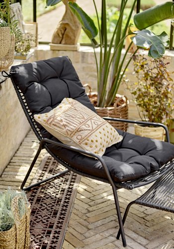 BLOOMINGVILLE Boel lenestol med krakk, svart, metall