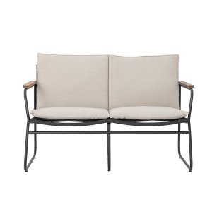BLOOMINGVILLE Hampton havesofa, m. armln og hynder - akacietr og sort flettet snor/metal