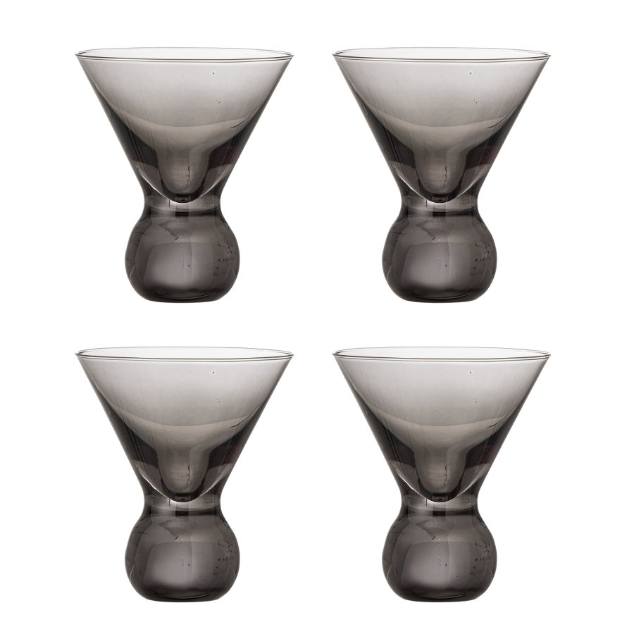 BLOOMINGVILLE Corliss Cocktailglas, Grau, Glas (D9,5xH11 cm, 4er-Set)