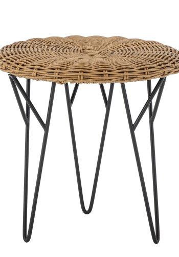 BLOOMINGVILLE Roccas Outdoor-Couchtisch, rund – braunes Polyrattan und schwarzes Eisen (46)