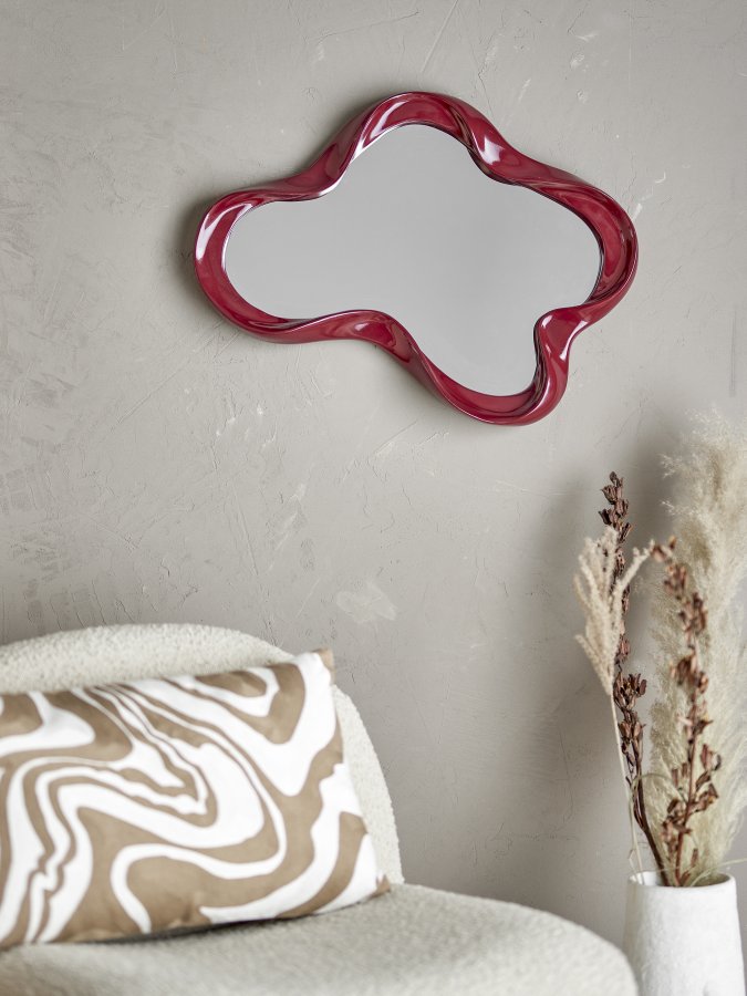 BLOOMINGVILLE Violeta Wandspiegel, Rot, Polyresin (L47xH61,5xB7 cm)