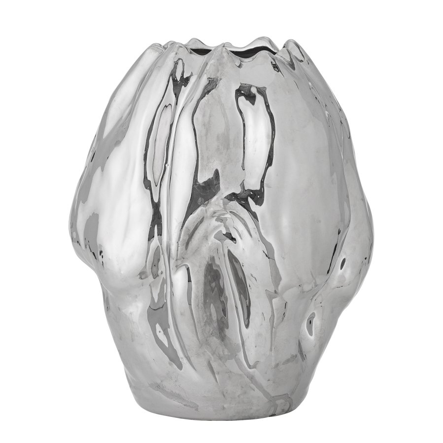 BLOOMINGVILLE Bobby Vase, Silber, Steingut (T23,5xH29 cm)