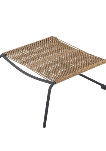 BLOOMINGVILLE Boel Liegestuhl, mit Hocker und Kissen - Naturgeflecht und schwarzes Metall