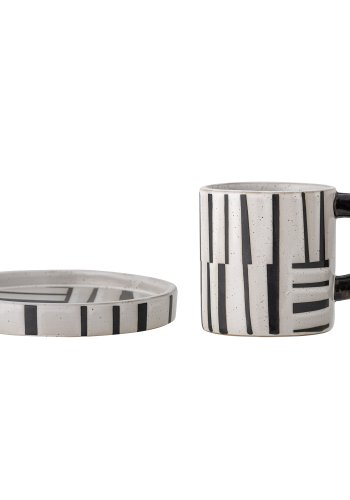 BLOOMINGVILLE Frankie-kopp med tallerken, svart, steinty