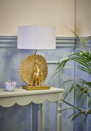 CREATIVE COLLECTION Tischlampe „Peacock“, Gold, Polyresin (T35,5 x H58,5 cm)
