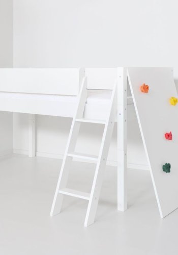 Manis-H Vilde Halvh�g s�ng med designad s�nggrind och kl�tterv�gg - 160 cm - 90x160