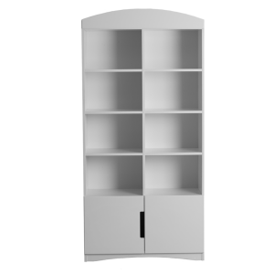 Classic barnbokhylla, med 2 dörrar - vit laminat och MDF