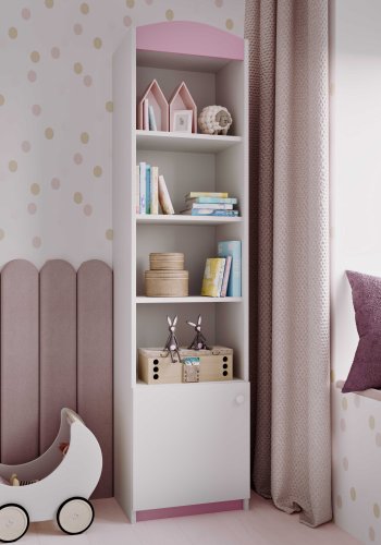 Classic brnereol, m. 1 lge og 4 hylder - hvid og lyserd laminat og MDF