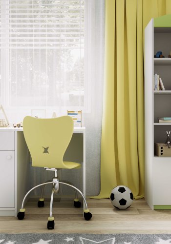 Classic brnereol, m. 1 lge og 4 hylder - hvid og grn laminat og MDF