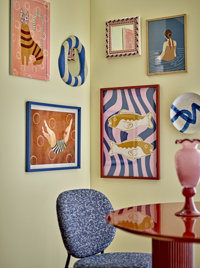 BLOOMINGVILLE Missy Illustration mit Rahmen, Rosa, Kiefer (L40xH56xB2 cm)