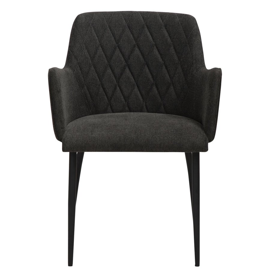 DAN-FORM Rombo lenestol, med armlener - sort stoff og sort stl